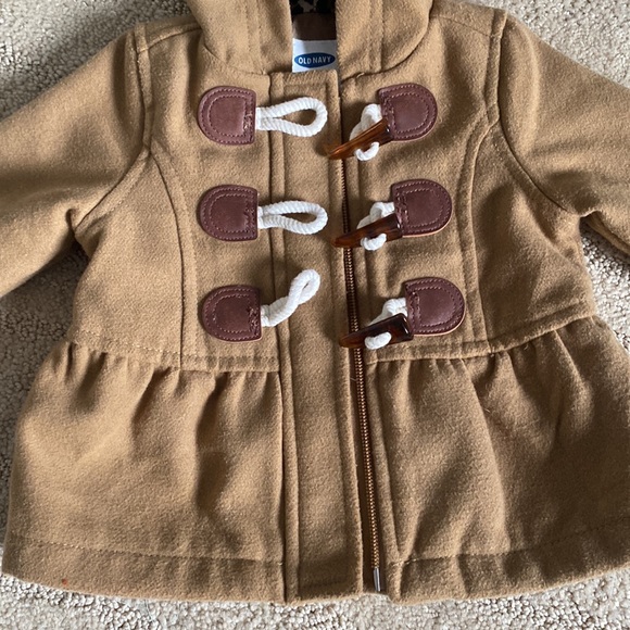 Old Navy Baby Infant Girl Khaki Pea Coat 3-6 months - Picture 2 of 6
